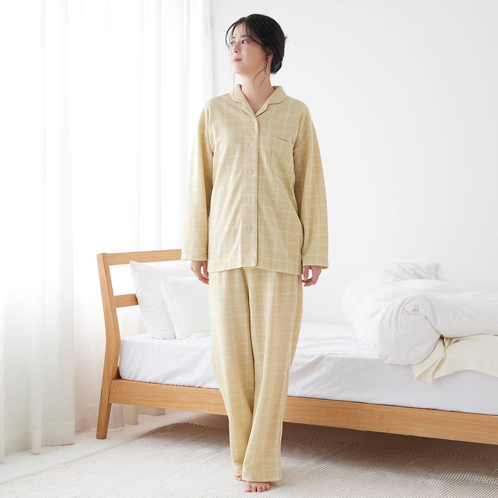 Fire ASEDORON Back Warmer, Dunknit Long Sleeve and Pants Pajamas (TG4615, Beige) [Free Shipping]