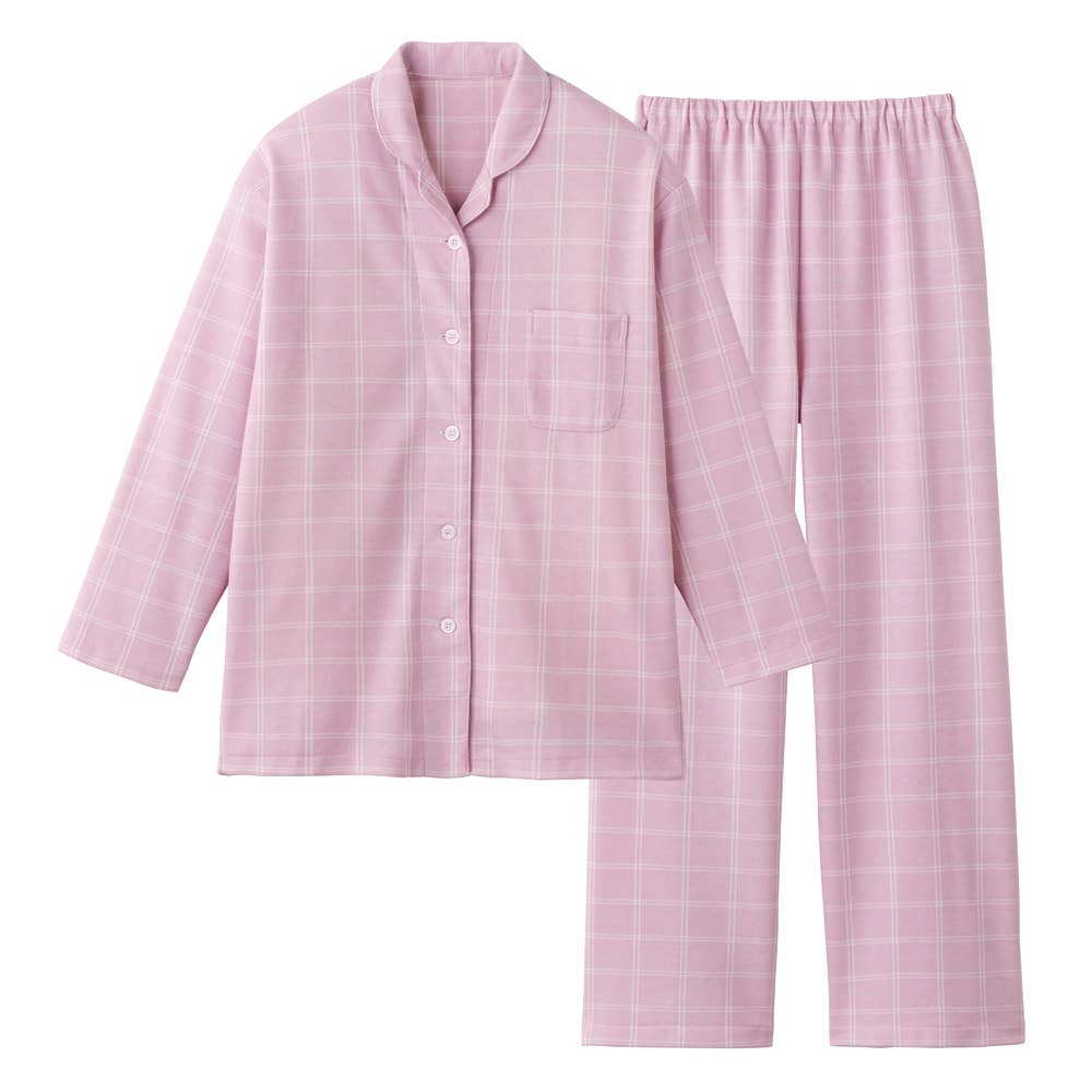 Fire ASEDORON Back-Insulated Dunknit Long-Sleeve Pants Pajamas (Free Shipping) TG4615 Pink