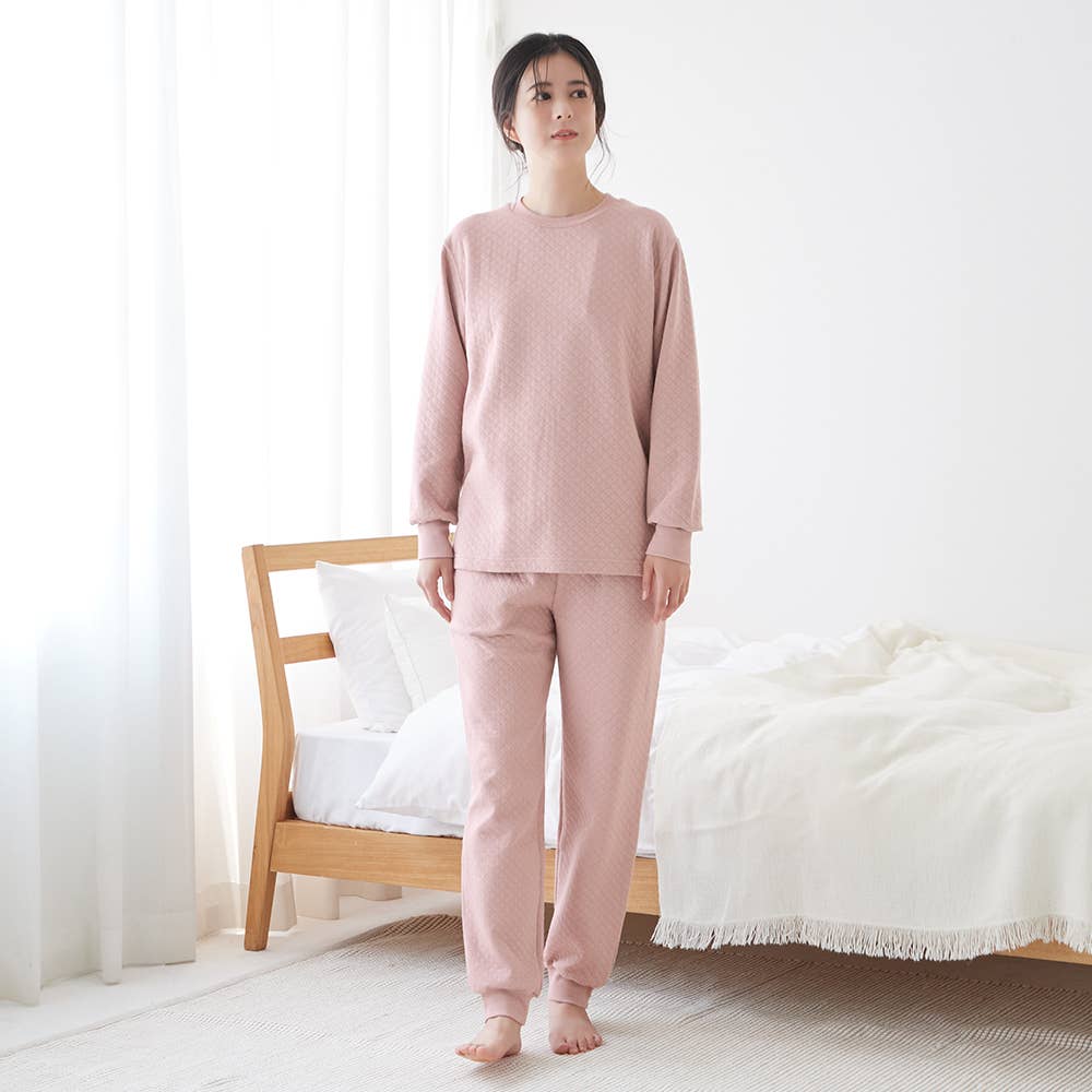【ファイヤーアセドロン】ダイヤキルト 長袖長パンツ ルームウェア【送料無料】 TG4625 ダークピンク