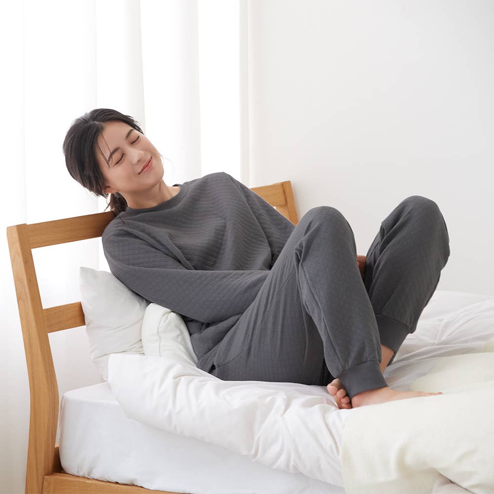 【ファイヤーアセドロン】ダイヤキルト 長袖長パンツ ルームウェア【送料無料】 TG4625 チャコールグレー