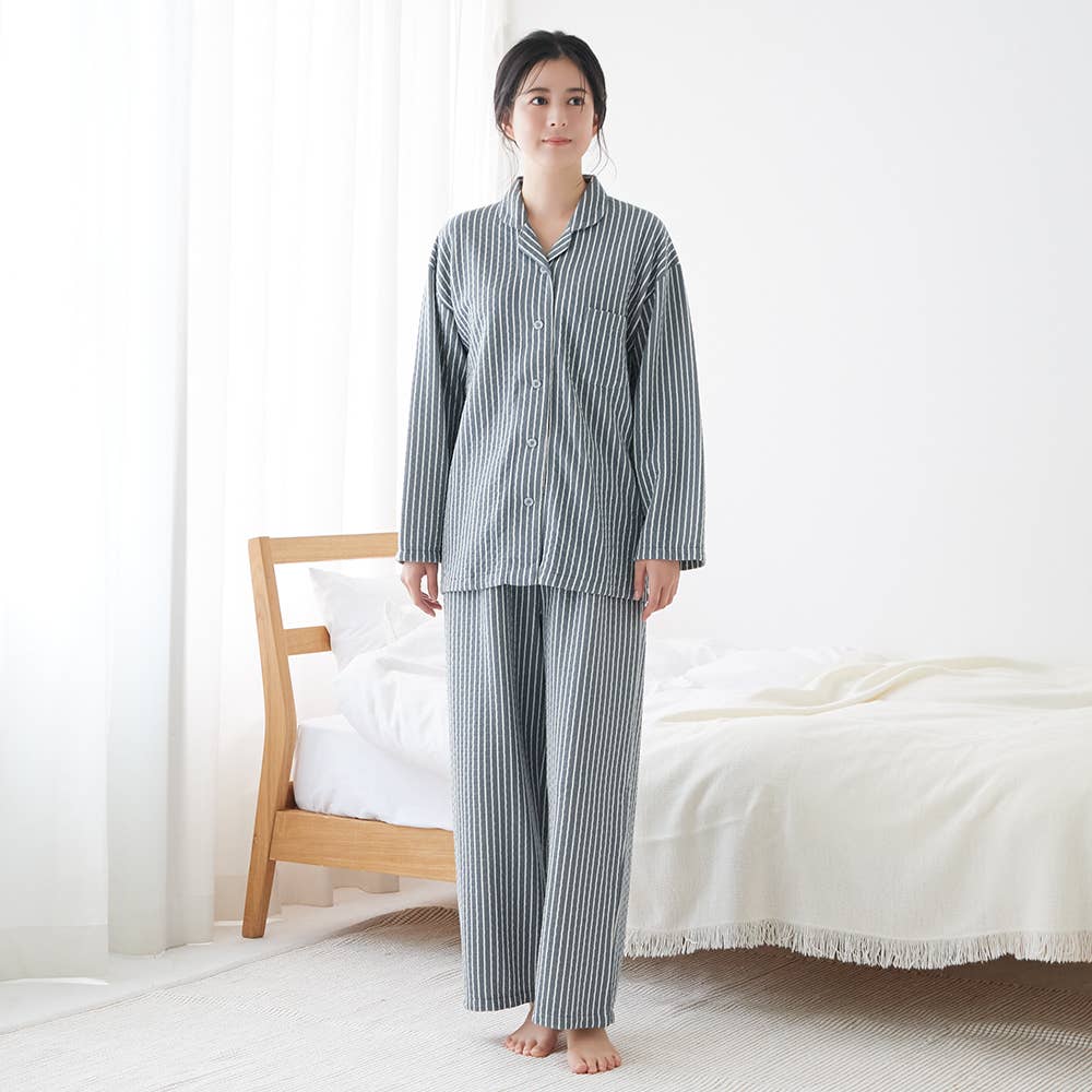 【ファイヤーアセドロン】ダイヤキルト 長袖長パンツ パジャマ【送料無料】 TG4635 グレー