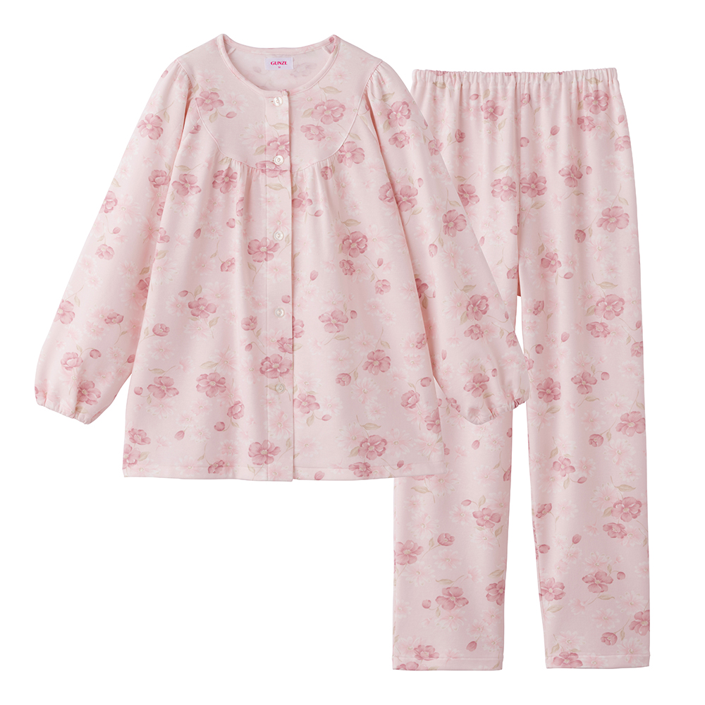 ダンボールニット 長袖長パンツ パジャマ TG8024 ピンク