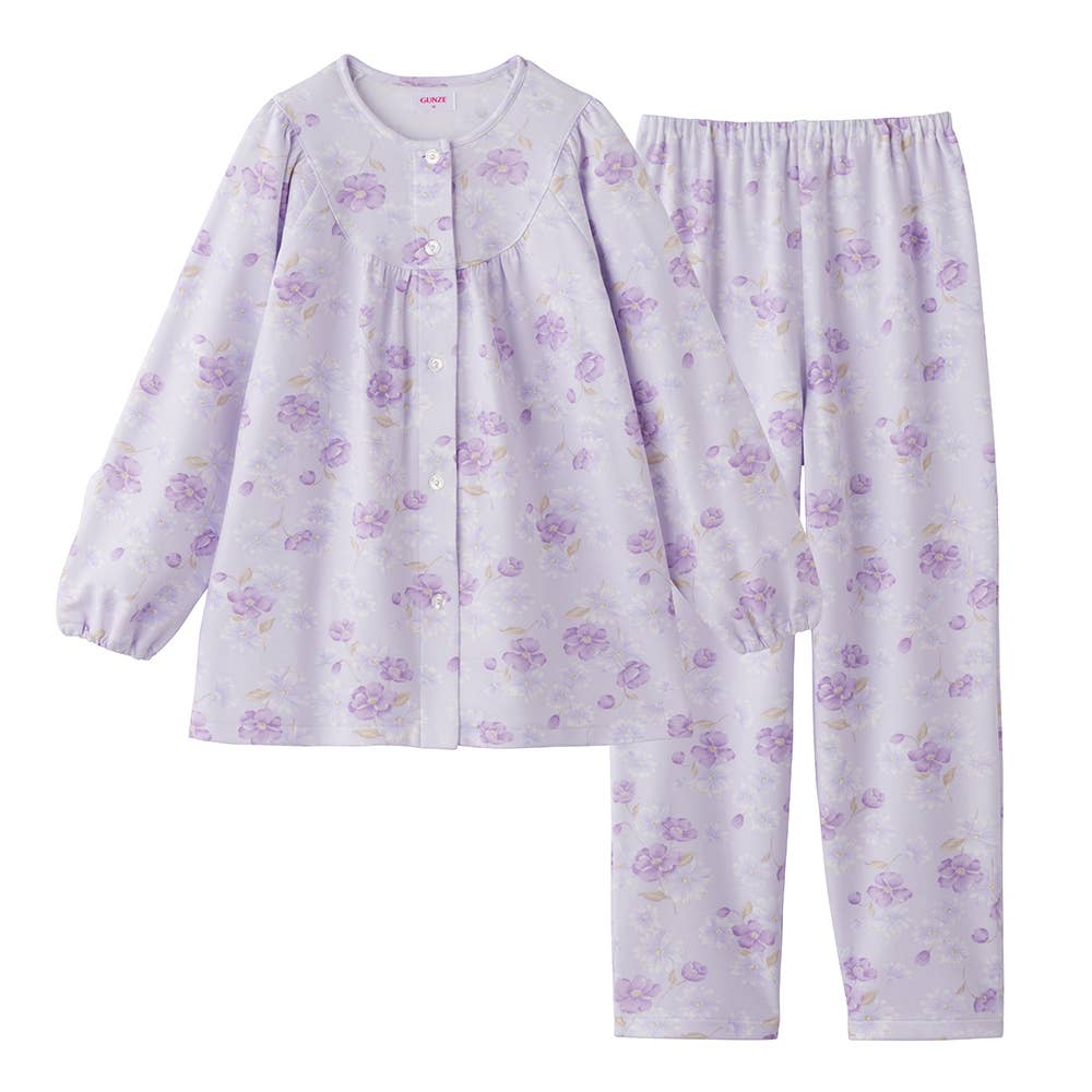 ダンボールニット 長袖長パンツ パジャマ TG8024 パープル