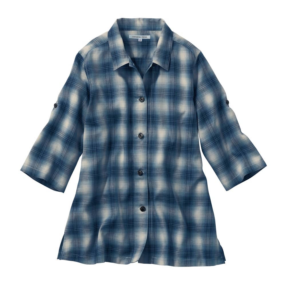 ７分袖シャツ レディース Sale 送料無料 M ブルー レディース