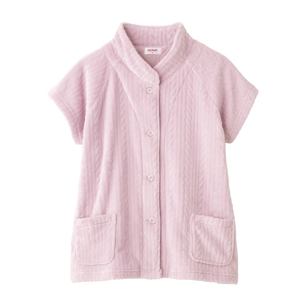 ケーブル柄 ボア 羽織物 ベスト TK4474 ピンク