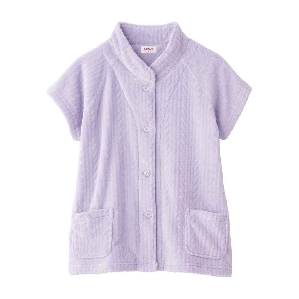 ケーブル柄 ボア 羽織物 ベスト TK4474 パープル