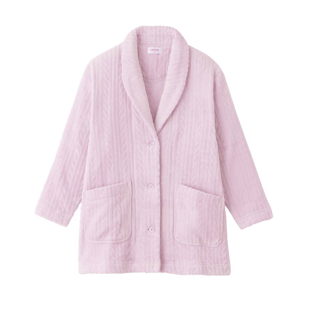 ケーブル柄 ボア 羽織物 ジャケット TK4494 ピンク