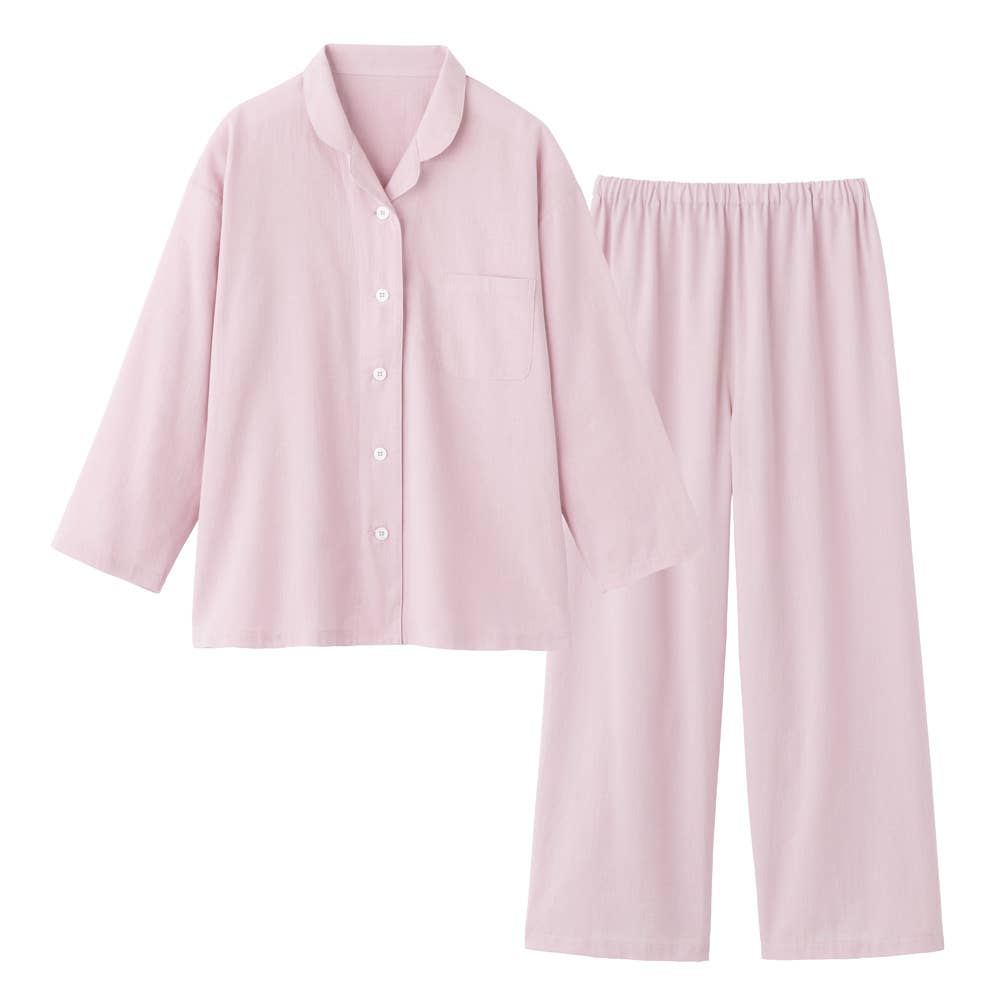 【アセドロン】綿混クレープ 長袖長パンツ パジャマ TL2016 ピンク