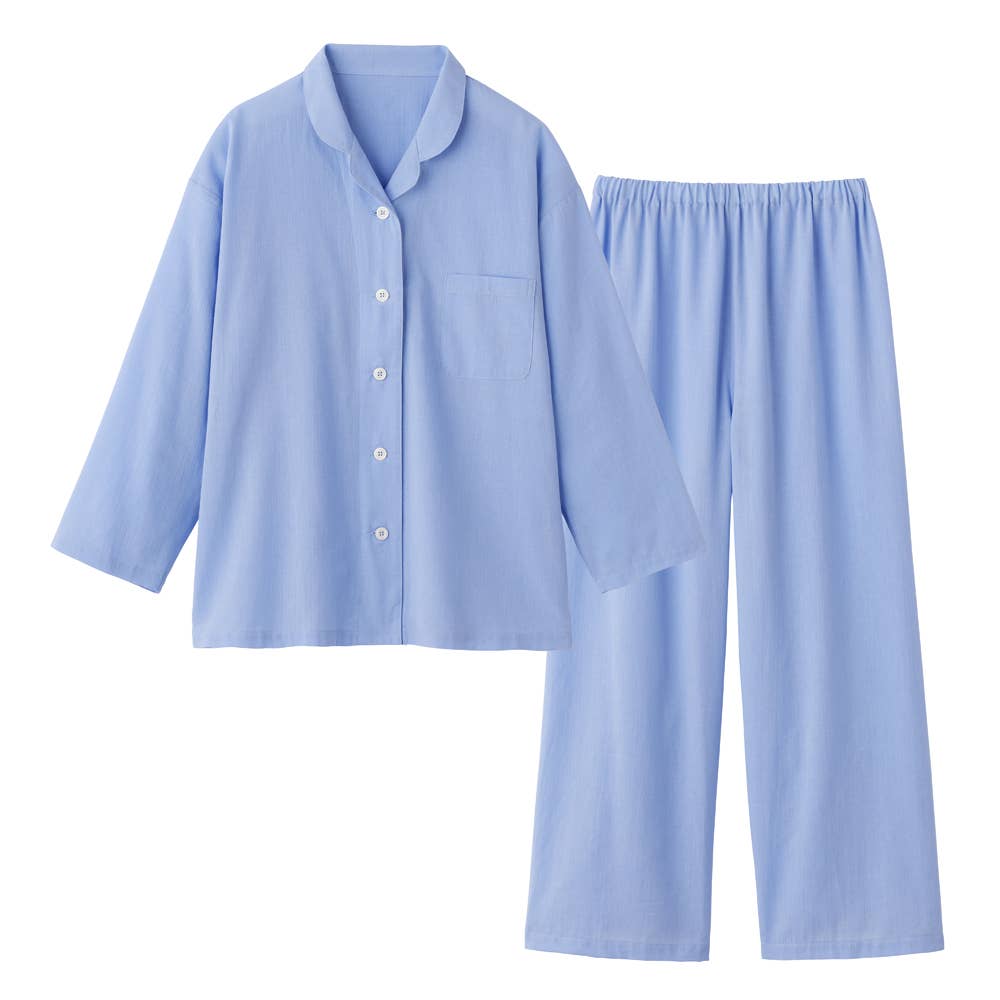 【アセドロン】綿混クレープ 長袖長パンツ パジャマ TL2016 ワインブルー