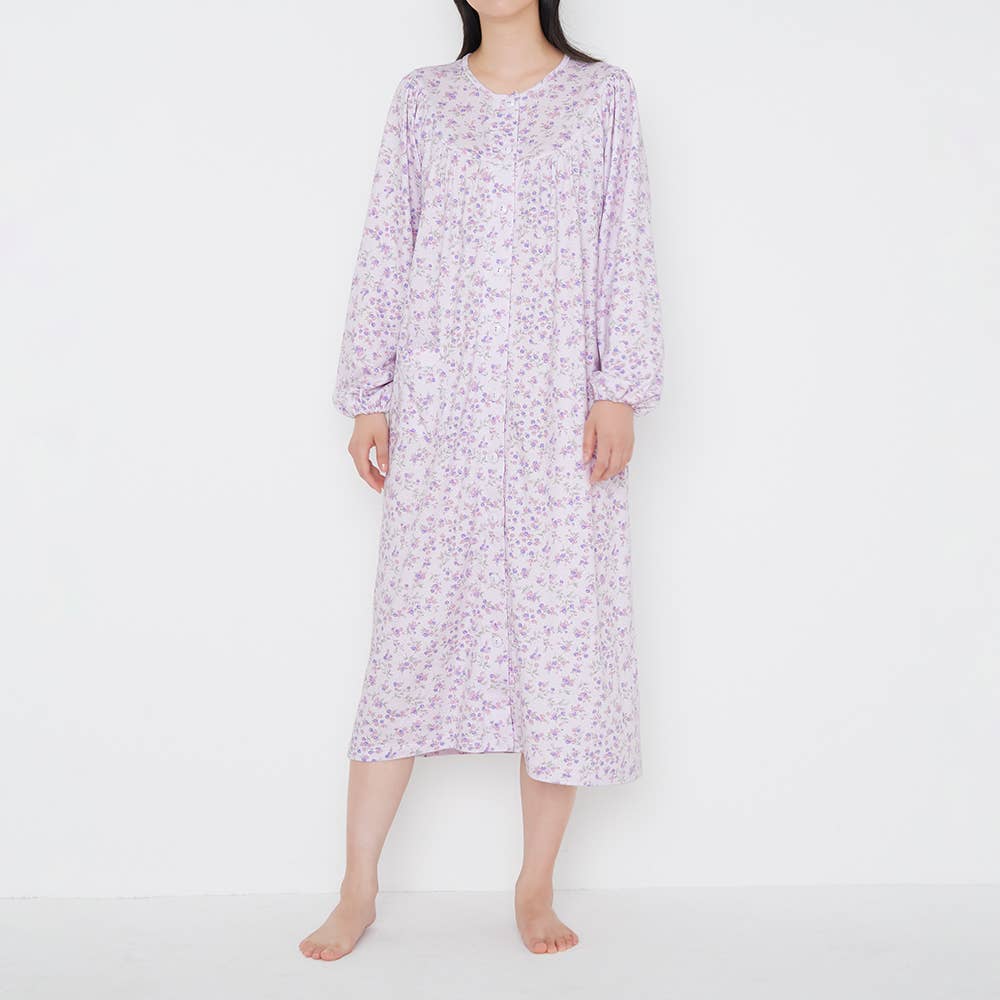 【らくらく応援】スムース ネグリジェ TN4435 パープル