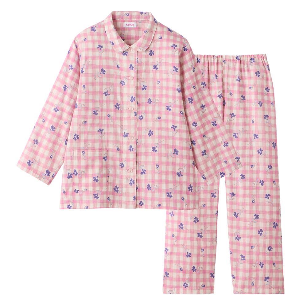 綿100％ Wガーゼ パジャマ 長袖長パンツ【SALE】 TP2045