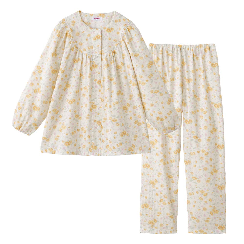 【部屋干しOK】綿100％ Wガーゼ 長袖長パンツ パジャマ TP2116 クリーム