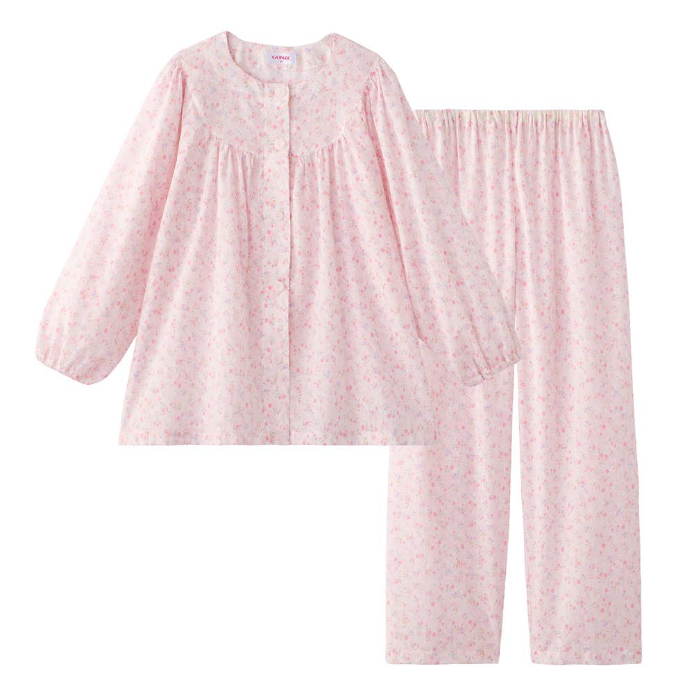 綿100％ 布帛 パジャマ 長袖長パンツ TP2146 ピンク