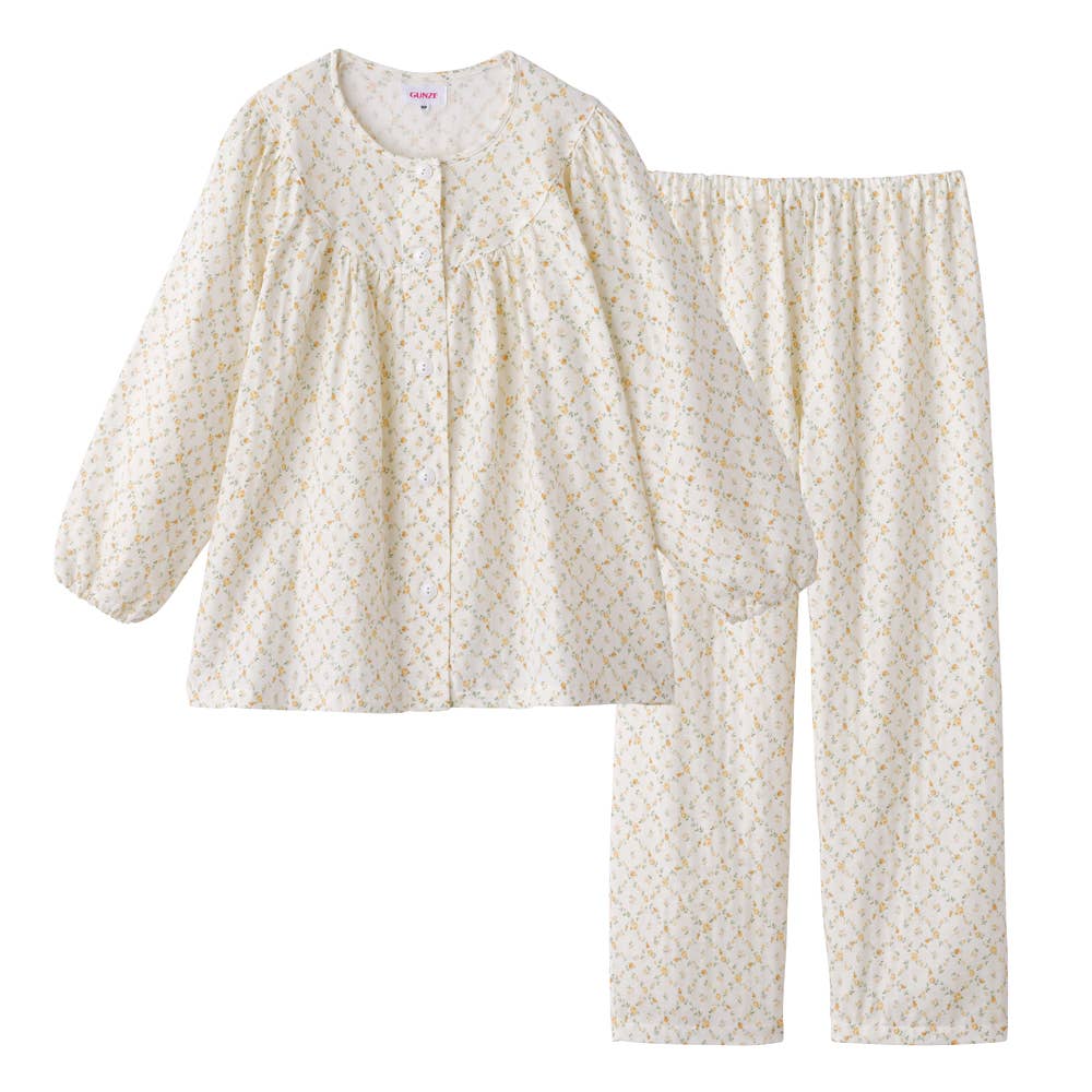 綿100％ Wガーゼ パジャマ 長袖長パンツ TP2306 クリーム