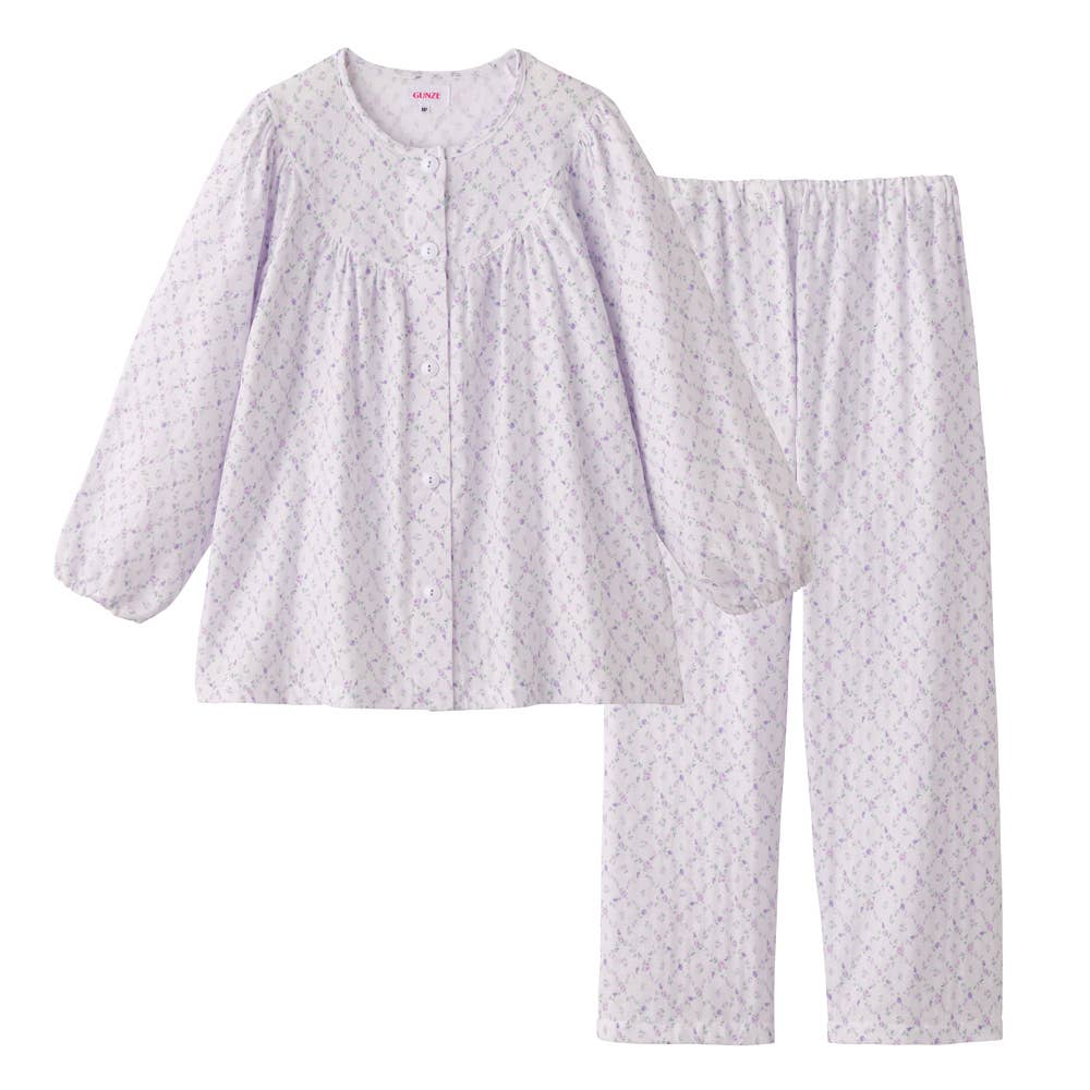 綿100％ Wガーゼ パジャマ 長袖長パンツ TP2306 パープル