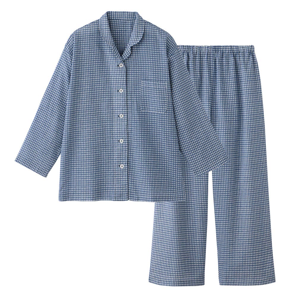 【アセドロン】 改質レーヨン パジャマ 長袖長パンツ TP2405 ネービーブルー