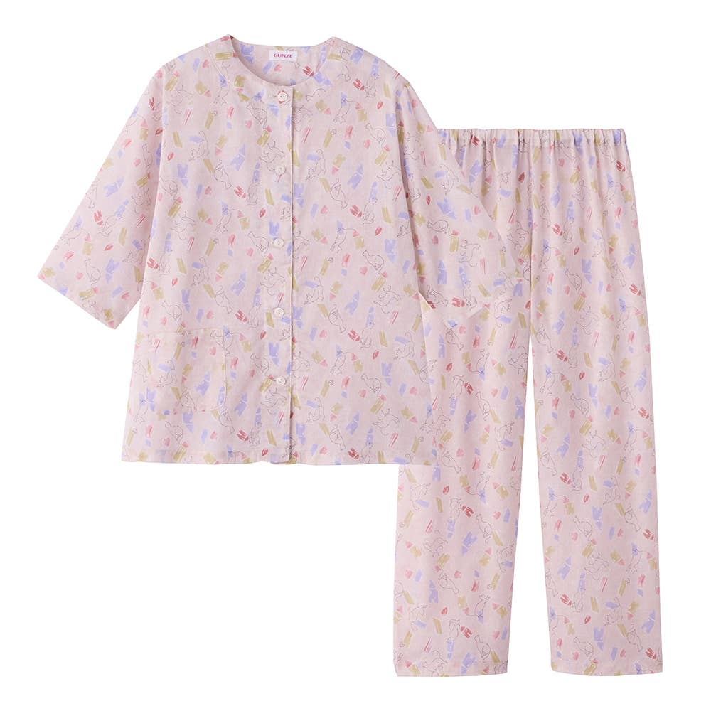 綿100％ 布帛 パジャマ 7分袖長パンツ【SALE】 TP3035 クリーム