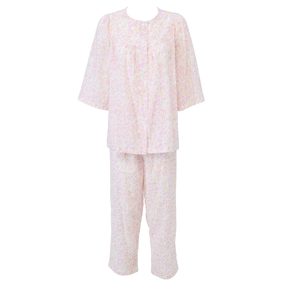 パジャマ ７分袖長パンツ レディース Sale M ピンク レディース