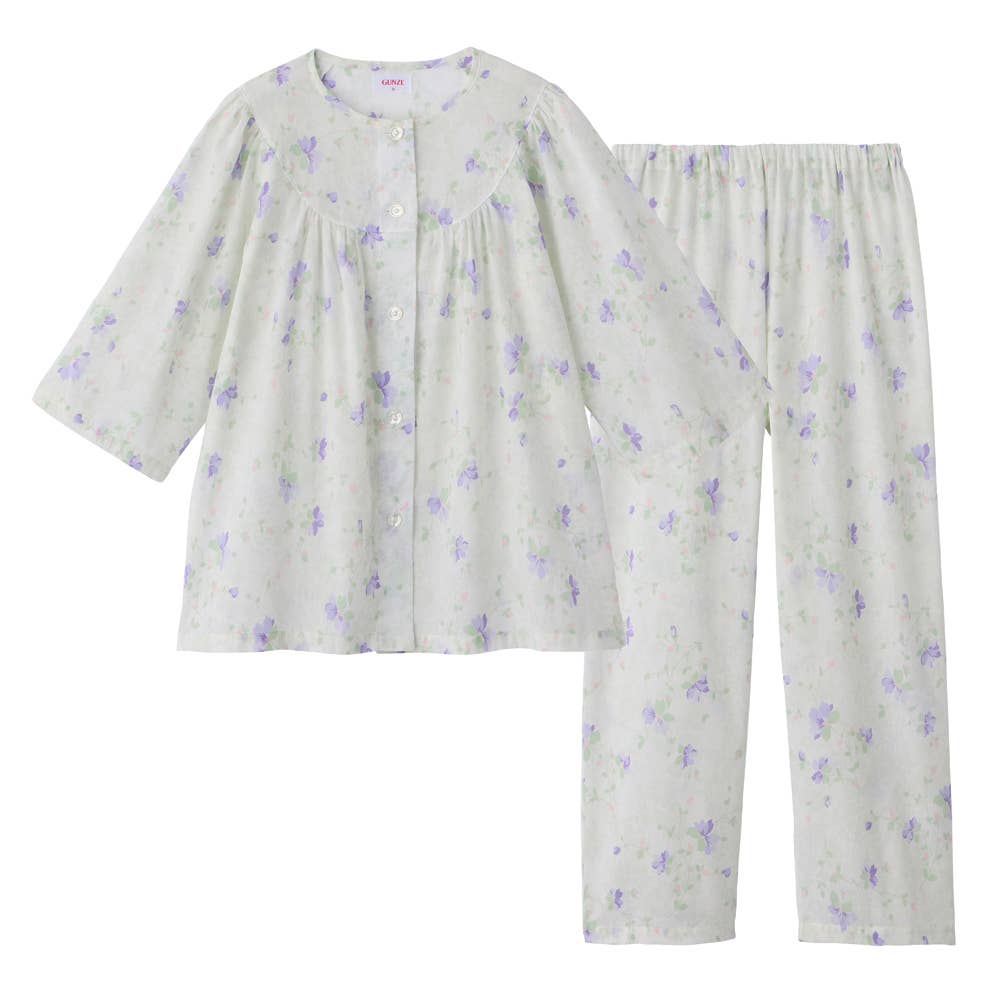 綿100％布帛 薄手 パジャマ 長袖長パンツ TP3513W パープル