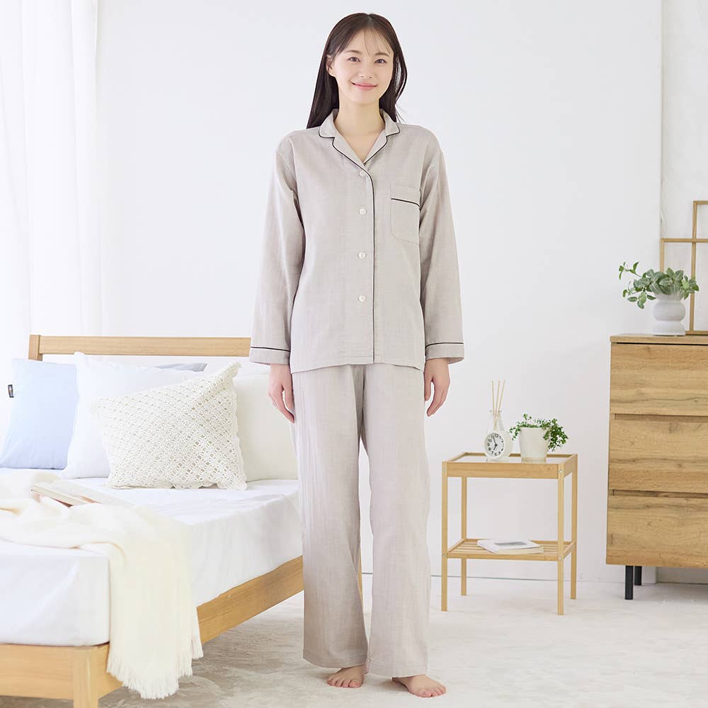 【ORGANIC Wガーゼ】パジャマ 長袖長パンツ 綿100％