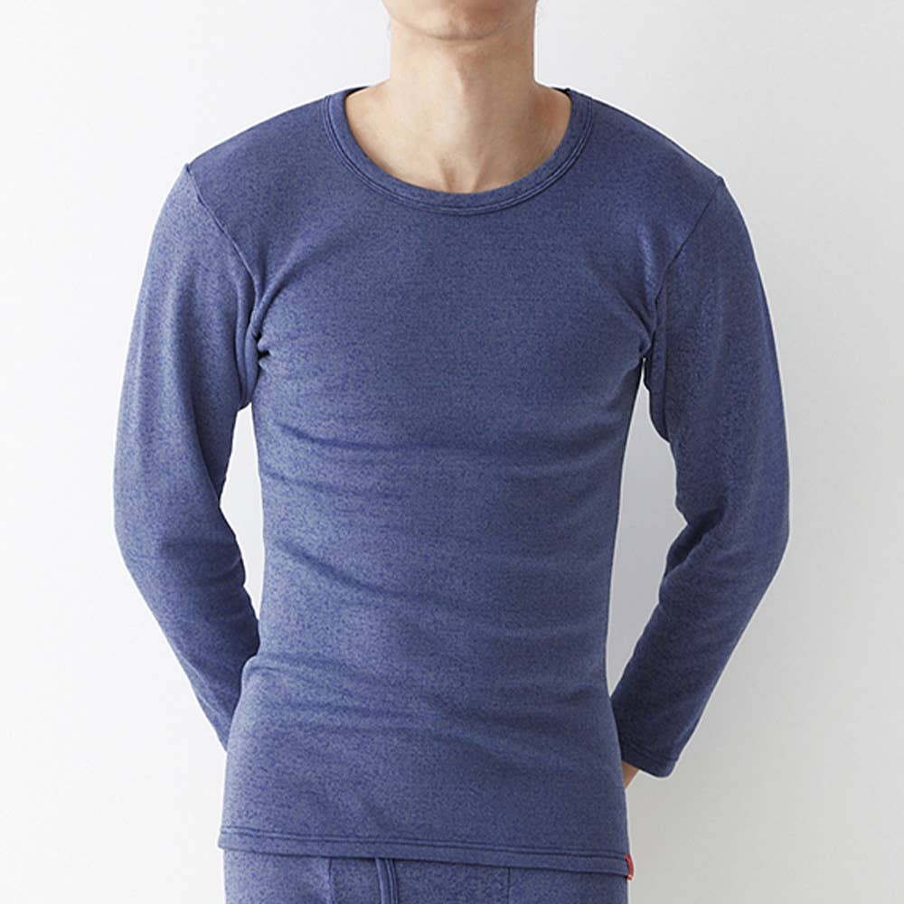 【寒さ知らず】長袖クルーネックシャツ（丸首）（9分袖）