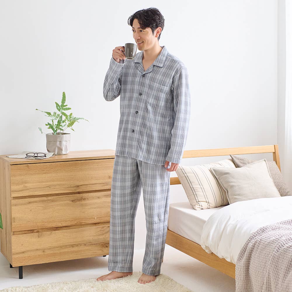 【肩ももＷ保温】ソフトキルト 長袖長パンツ