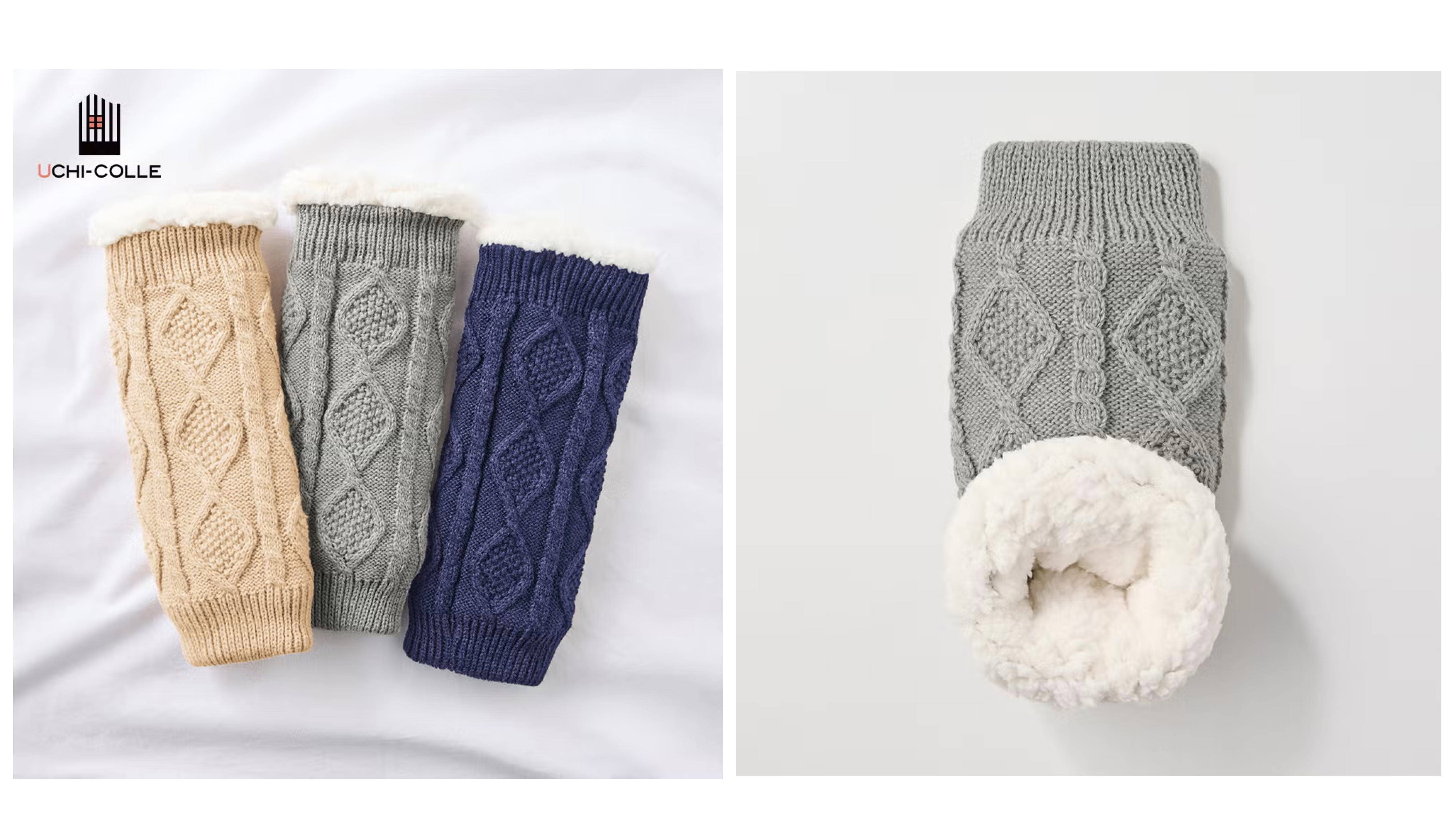 ウチコレ【極厚・内側ボア】レッグウォーマー ケーブル柄<AUY644>