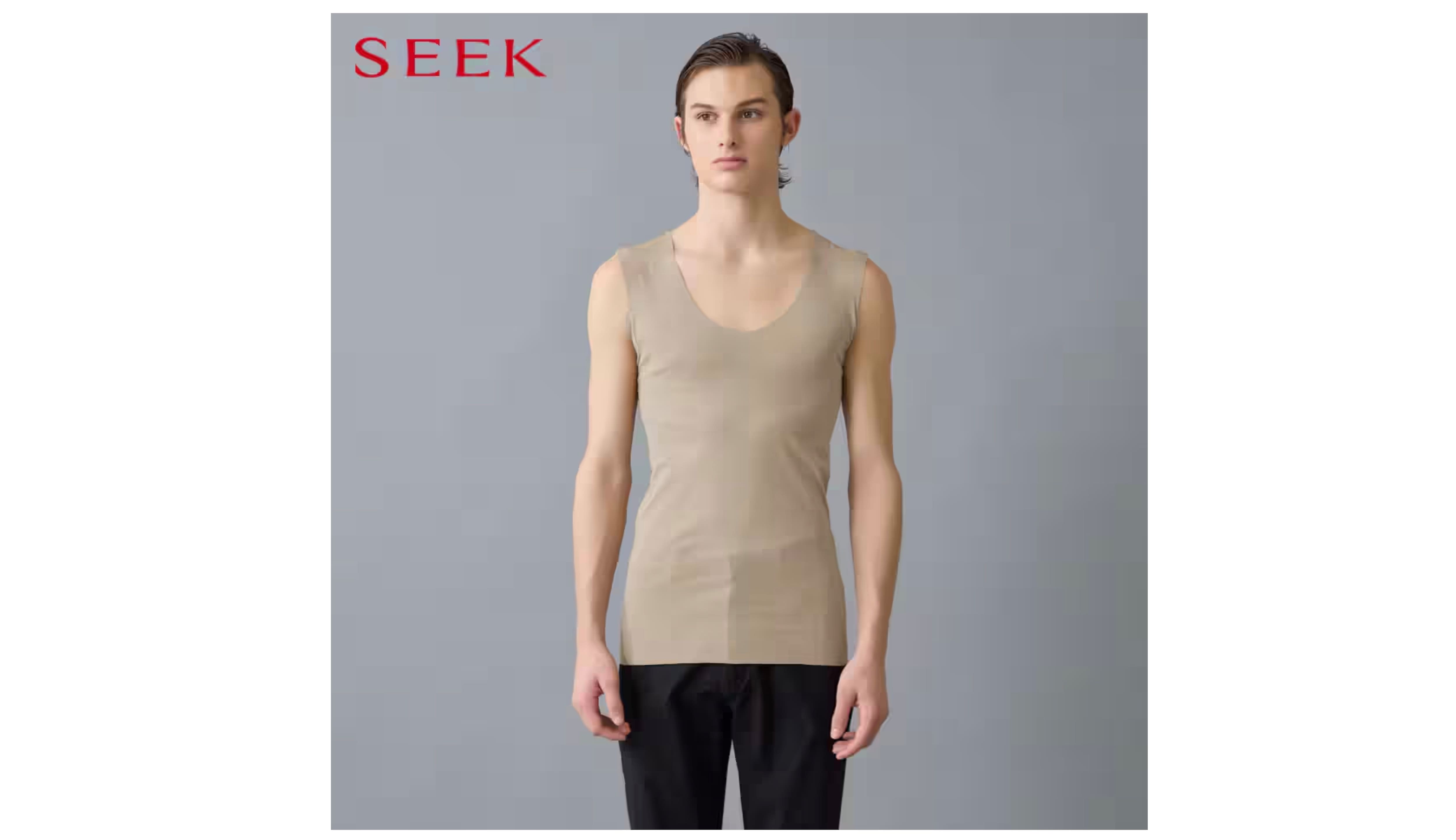 SEEK 【ドライフィール/汗取りパッド付き】Uネックノースリーブシャツ(スリーブレス)〈EE3429〉
