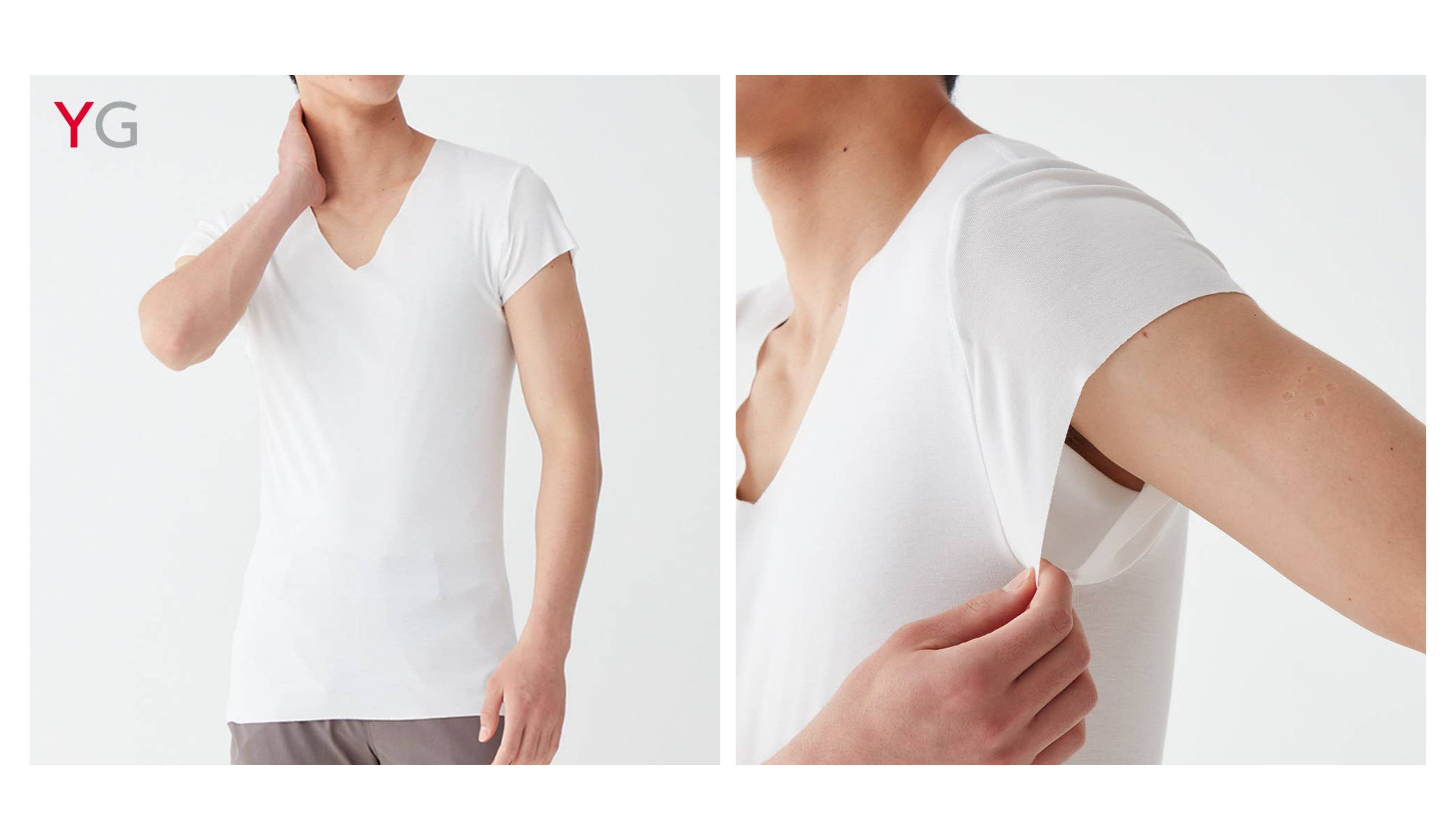 YG(ワイジー)【汗取りパッド付き】VネックTシャツ(深めのＶ首)(短袖)<YVD012A>