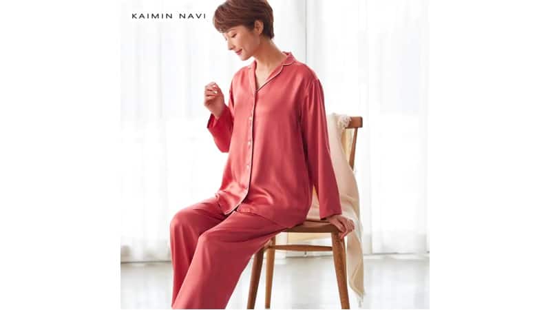 パジャマ：KAIMIN NAVI（快眠ナビ）【シルク100％】パジャマ 長袖長パンツ <GL4992>