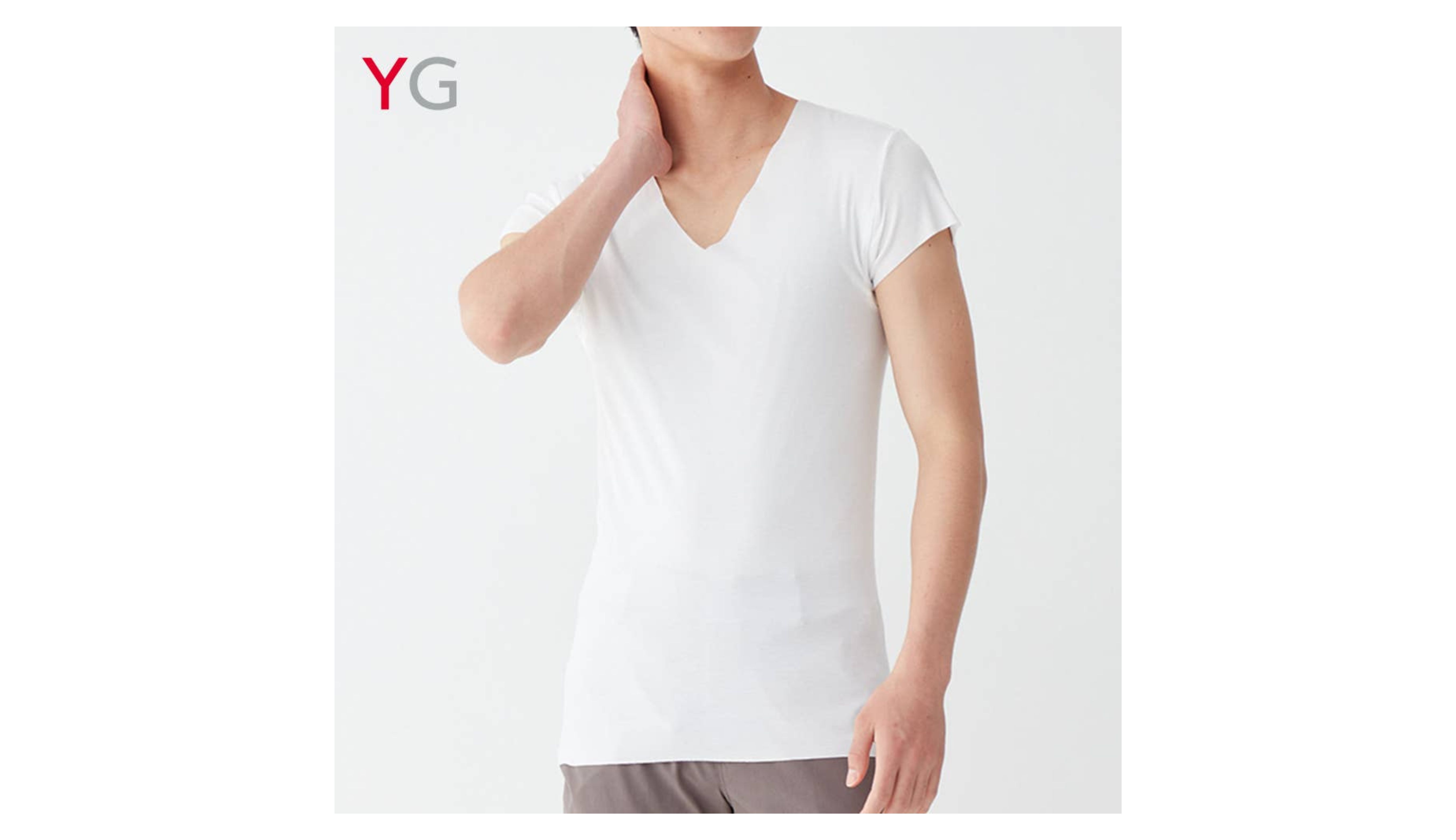 YG(ワイジー)【汗取りパッド付き】VネックTシャツ(深めのＶ首)(短袖)<YVD012A>　吸汗速乾　抗菌防臭加工