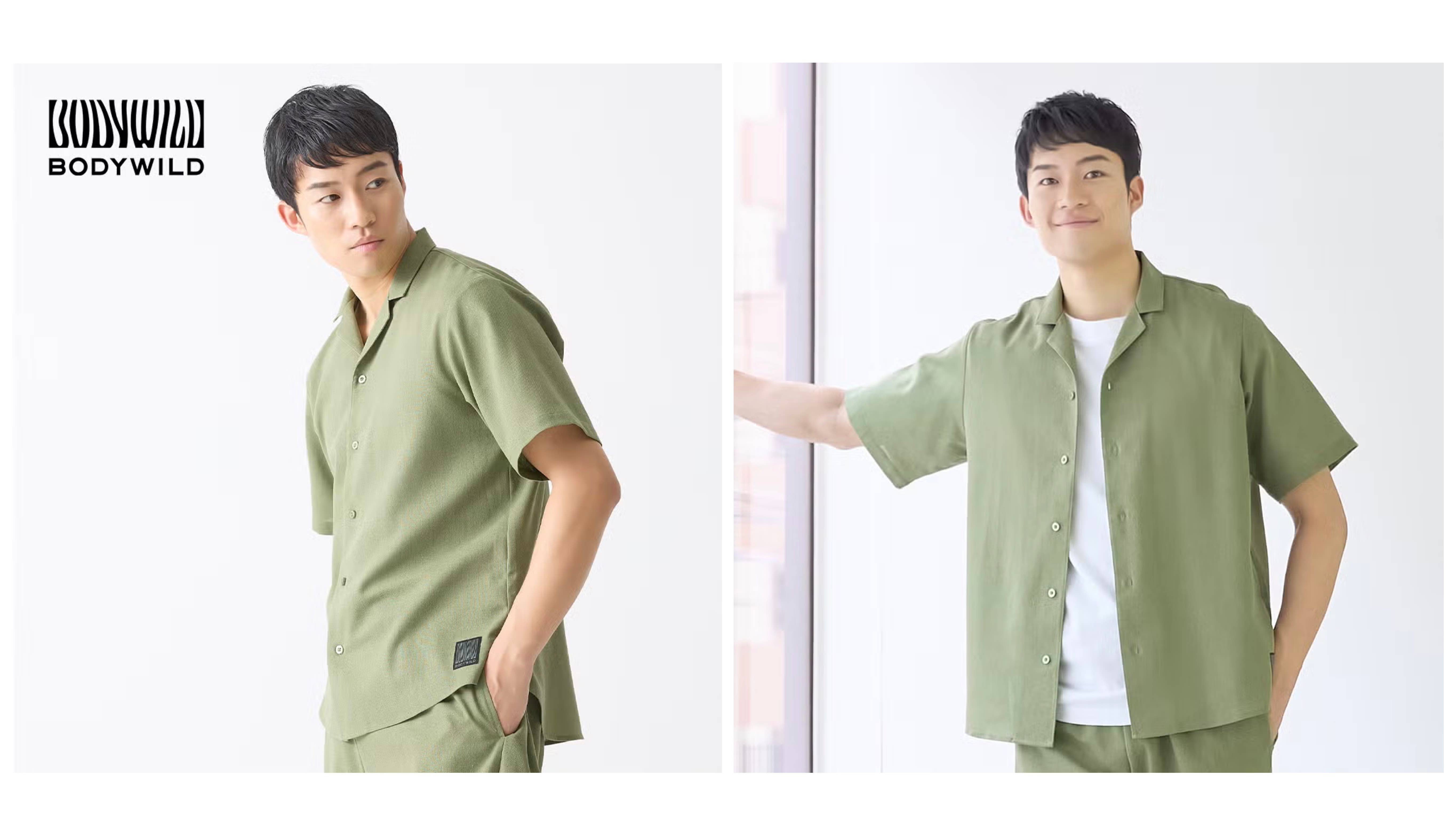 BODY WILD（ボディワイルド）【ドライ・軽量】ライトリネン 半袖シャツ 前あき<BDX492>