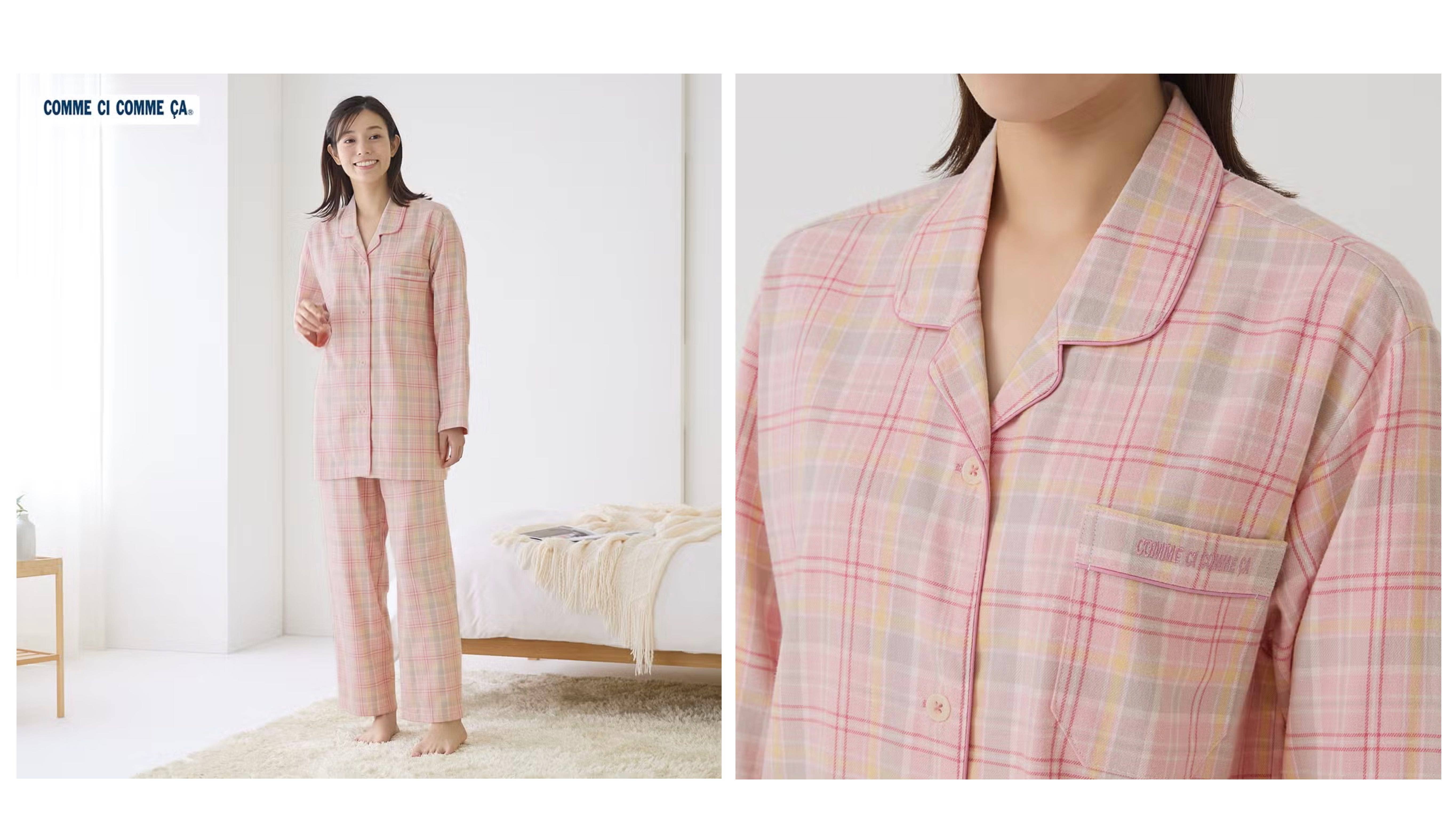 COMME CI COMME CA(コムシコムサ)綿100% 先染めビエラ起毛パジャマ 長袖長パンツ<MD6104>