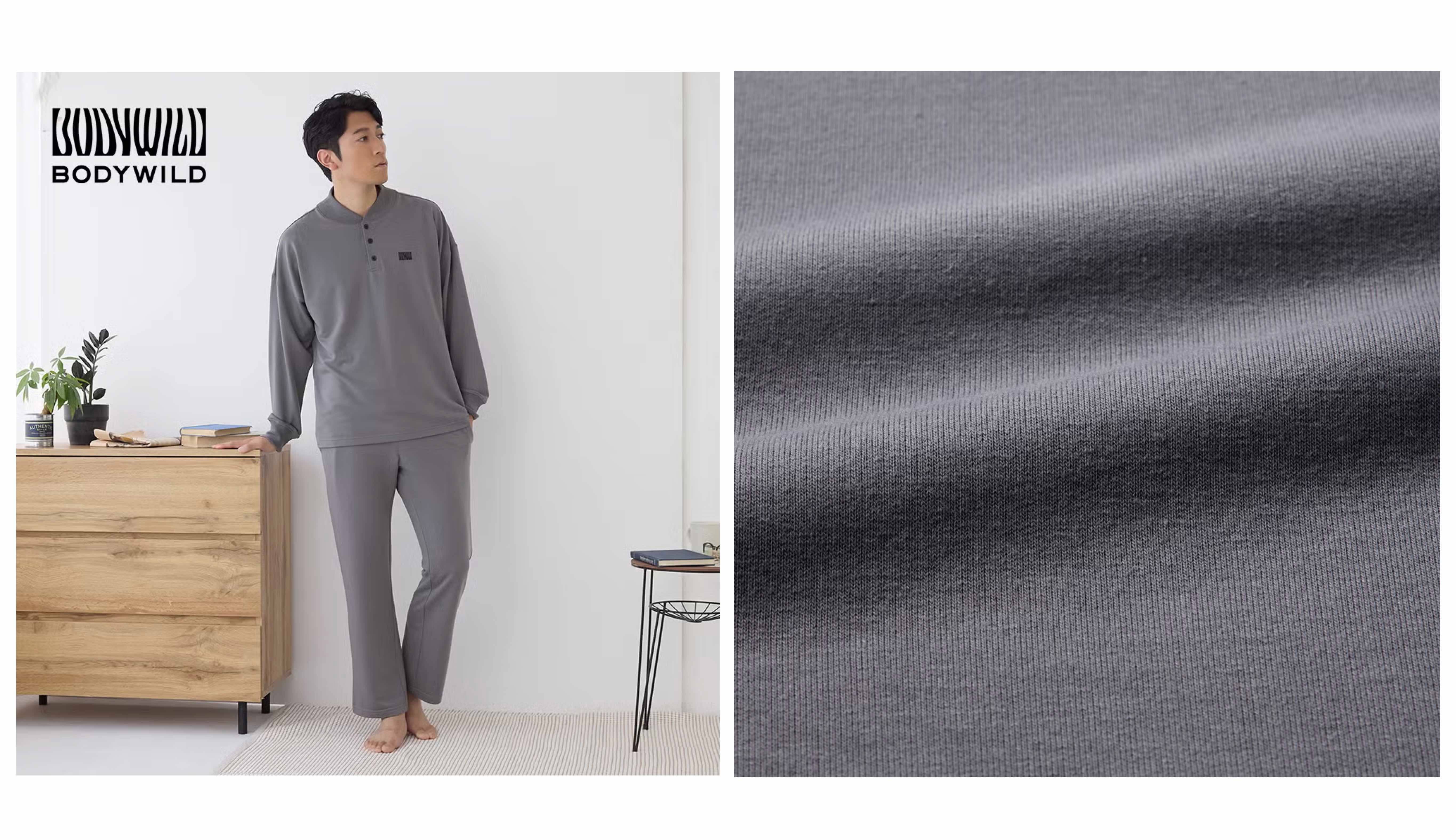 BBODYWILD(ボディワイルド)【綿入り ミニ裏毛】ヘンリーネックルームウェア<BDY472>