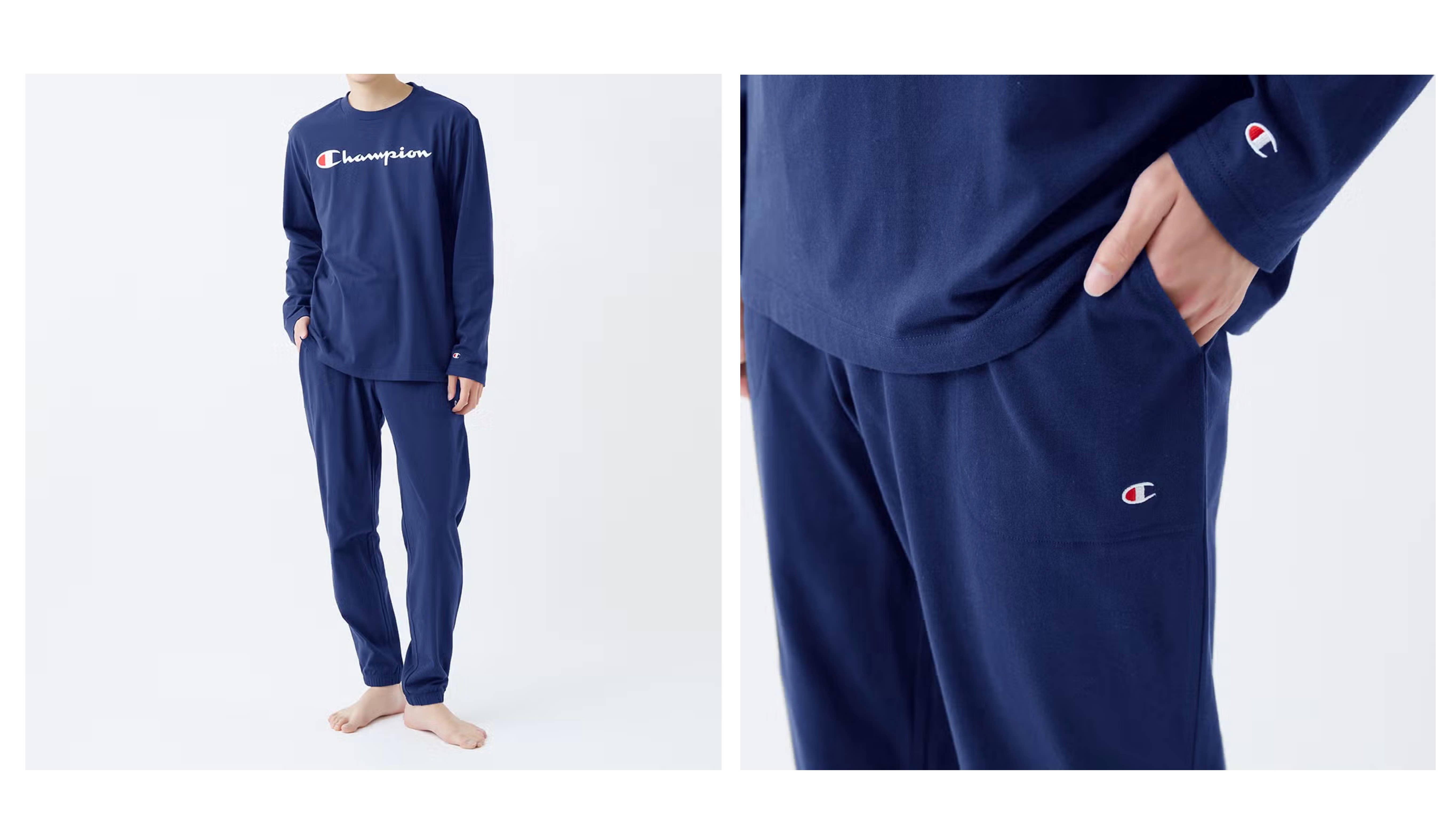Champion(チャンピオン)綿100% 厚手天竺 ルームウェア 長袖長パンツ<OM4715>