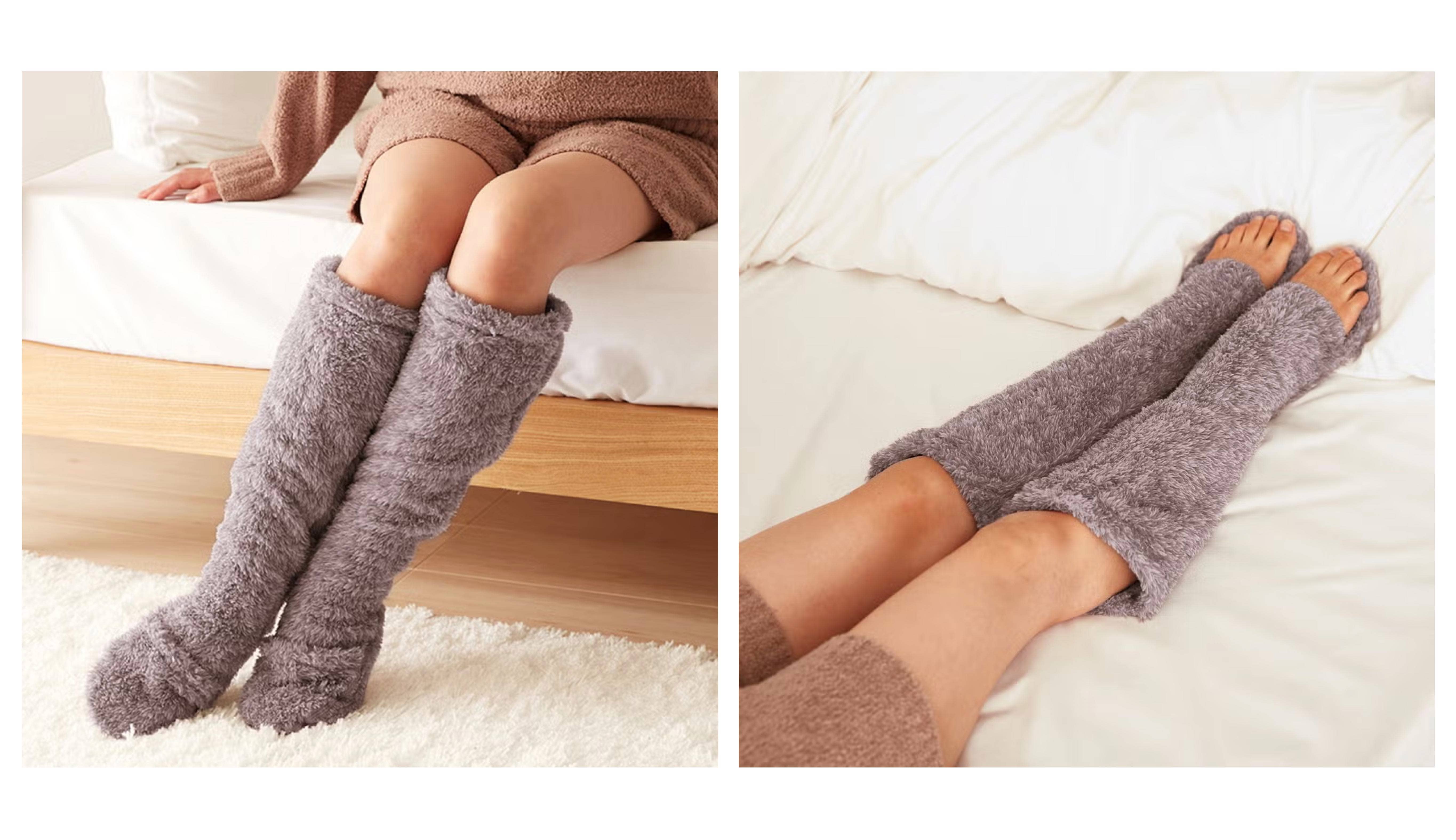 【おやすみ】2wayつま先開閉ロング丈ソックス<AUS871>