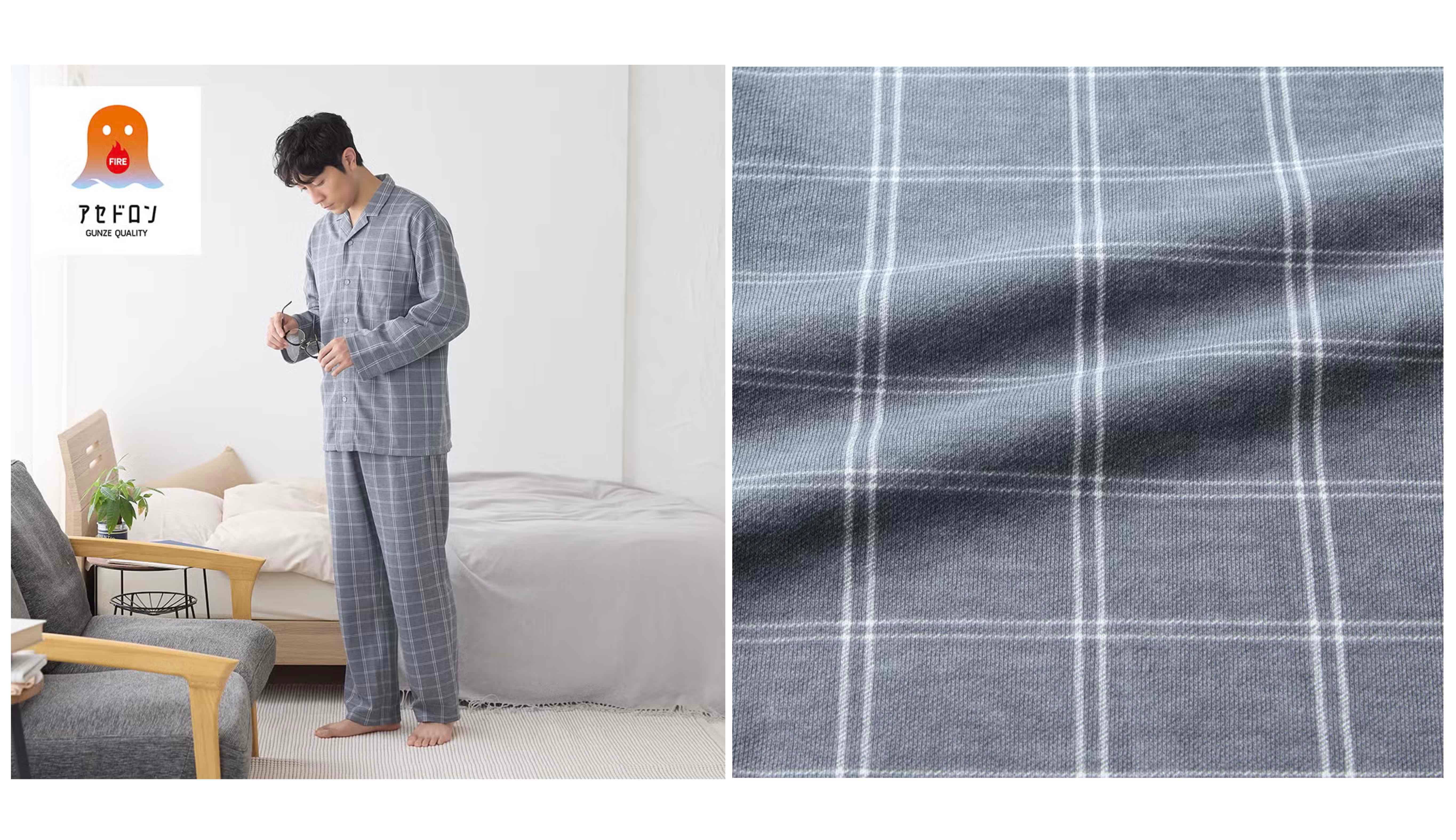 【ファイヤーアセドロン】背中保温 長袖長パンツ パジャマ<SG4615>