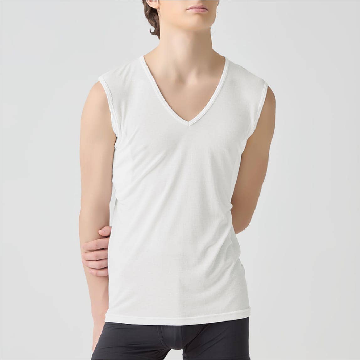 大きな汗取りパッド付きスリーブレス（鹿の子）