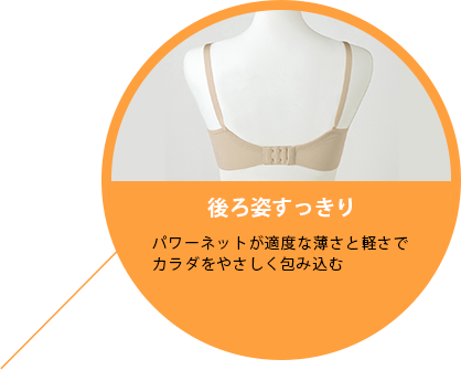 後ろ姿すっきり 適度な薄さと軽さでカラダをやさしく包み込む