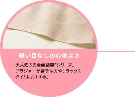 大人気の完全無縫製®シリーズ。ブラジャーが苦手な方やリラックスタイムにおすすめ。
