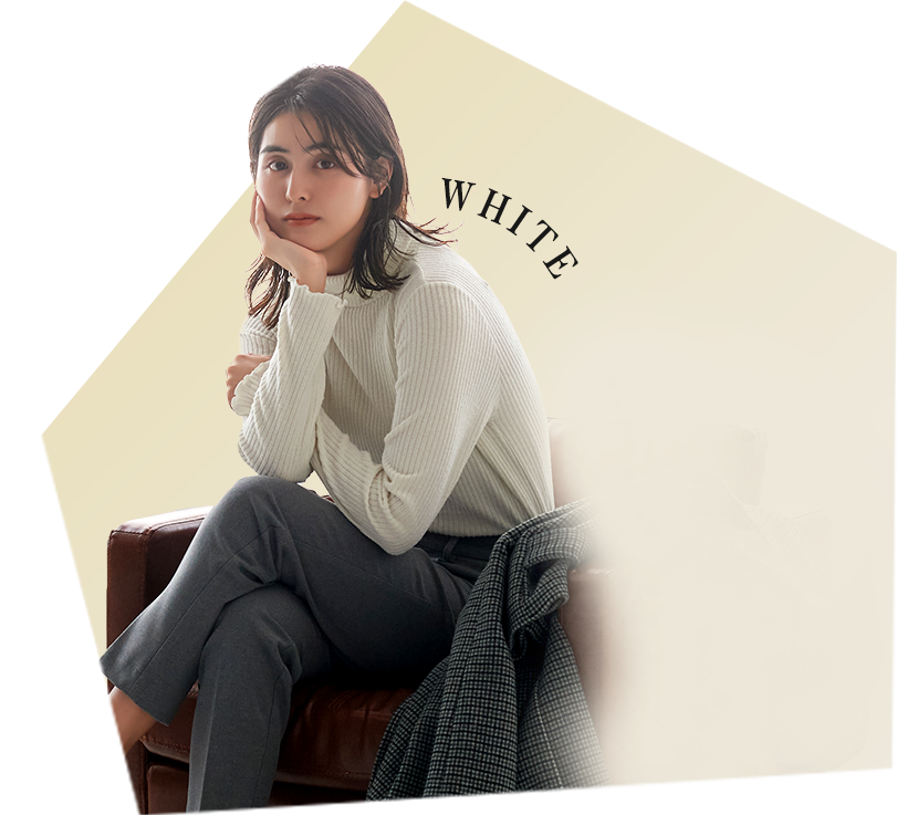 The soft off-white and gray color scheme brightens the face and is perfect for layering.