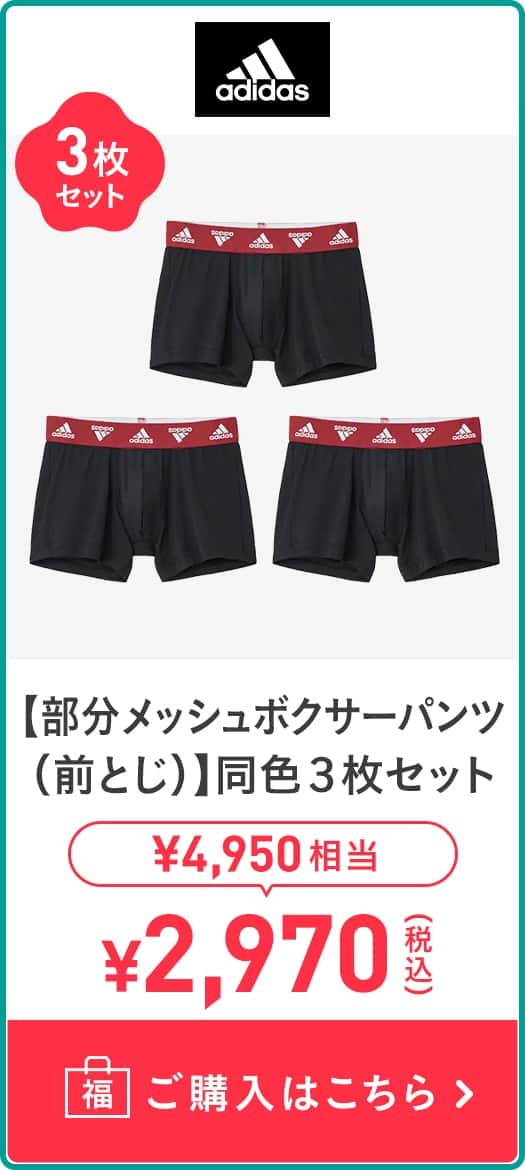 【部分メッシュボクサーパンツ(前とじ)】同色３枚セット