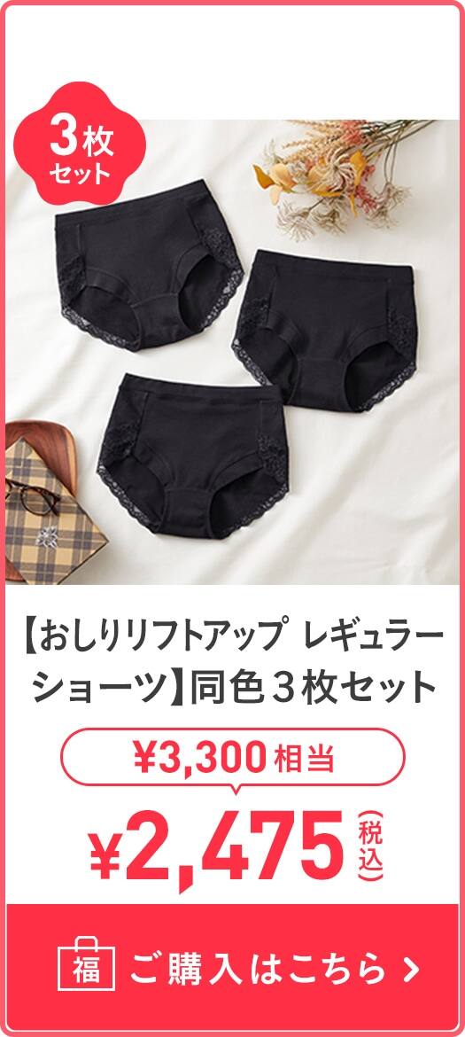 【おしりリフトアップ レギュラーショーツ】同色3枚セット