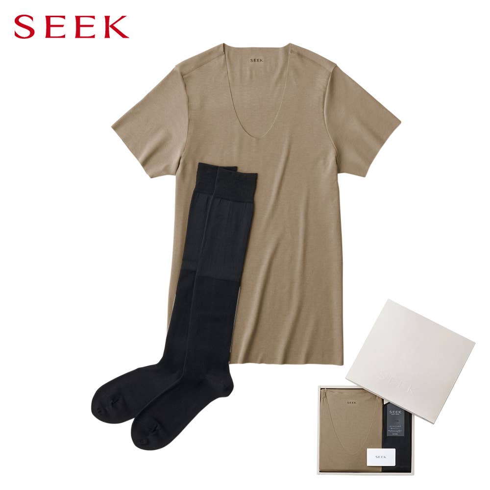 【直営店限定ギフト】ＵネックＴシャツ＆ロングホーズソックス