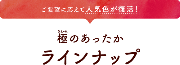 ご要望に応えてハイネックタイプが新登場！極のあったかラインアップ