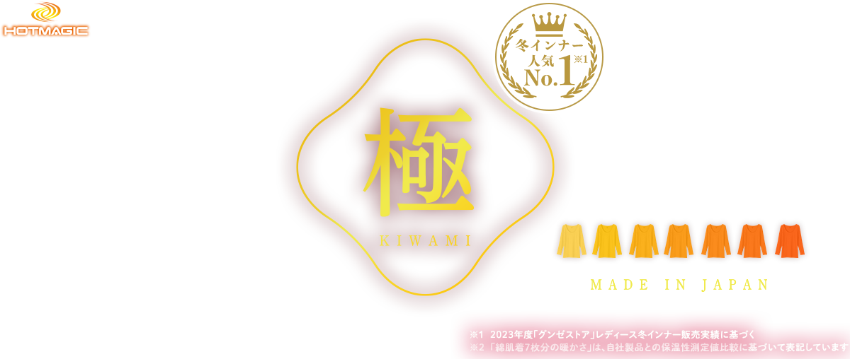綿肌着7枚分の暖かさ！冬の人気インナー、極（きわみ）の特集です。