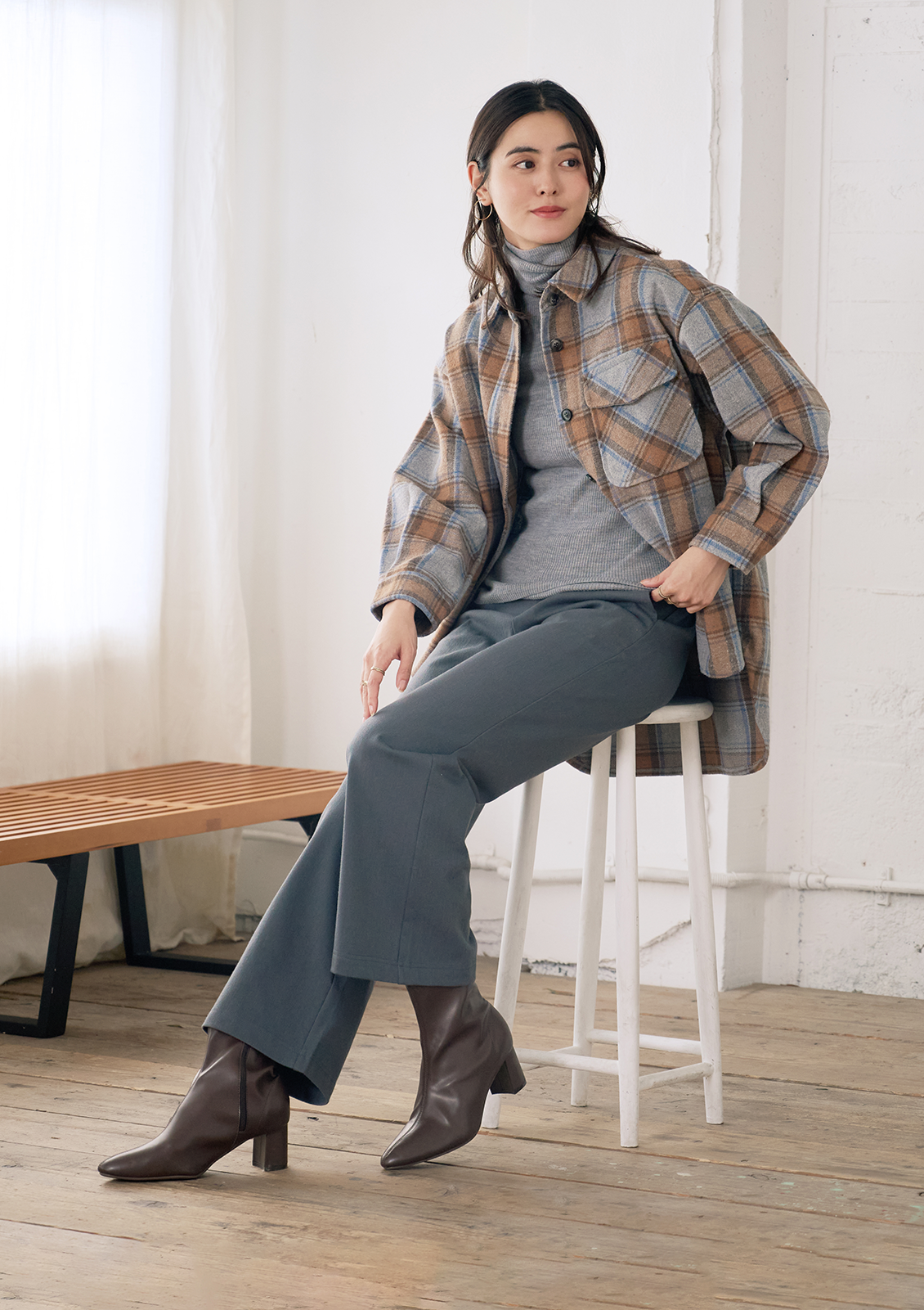 168cm M ミドルグレー着用