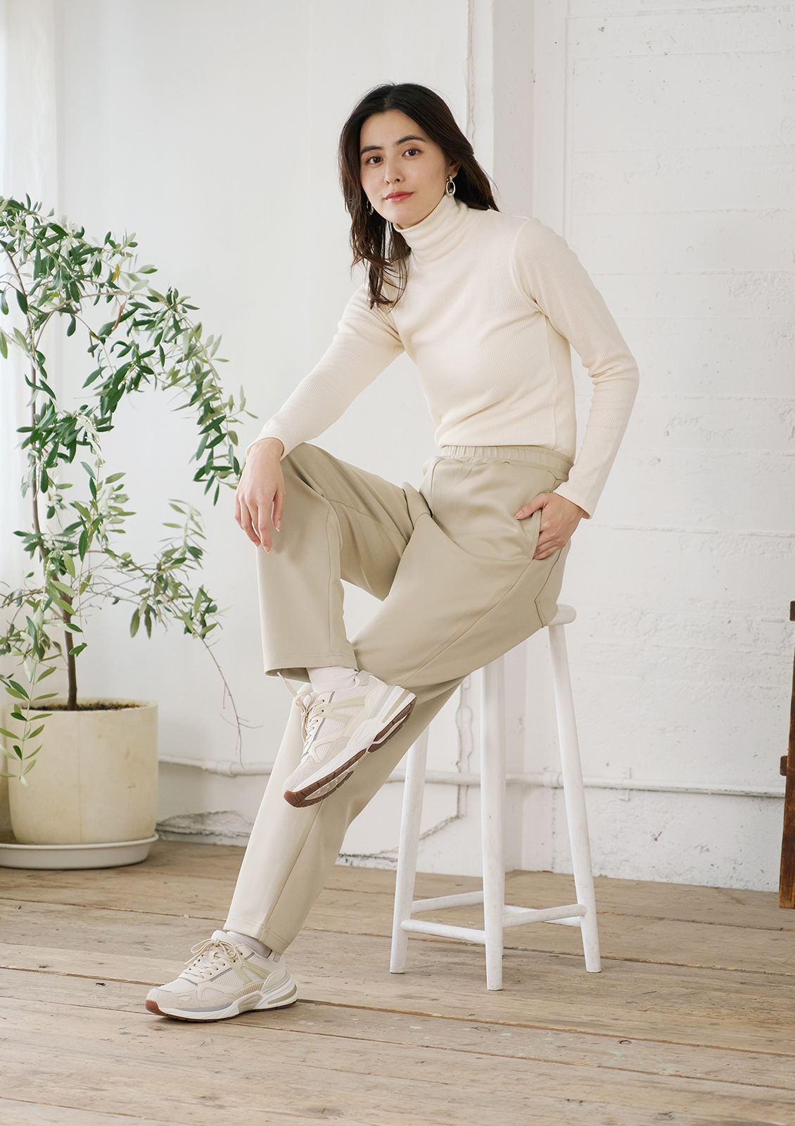 168cm M ベージュ着用