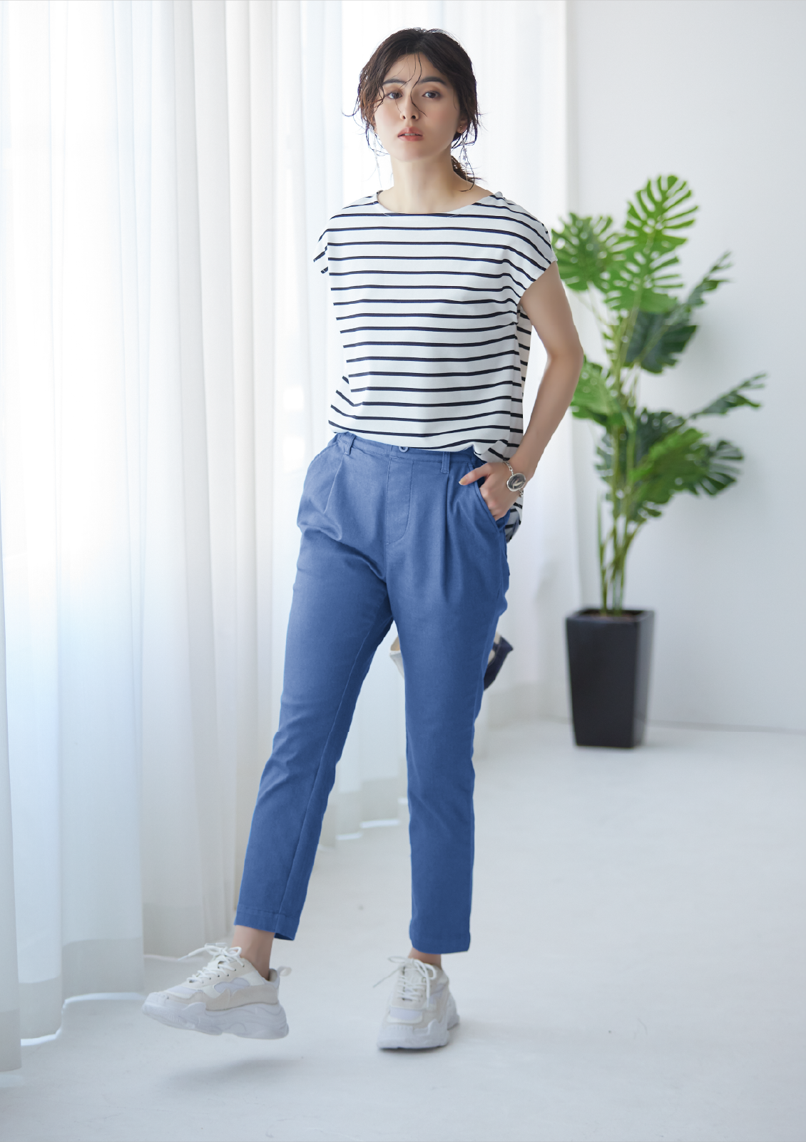 168cm M ライトブルー着用