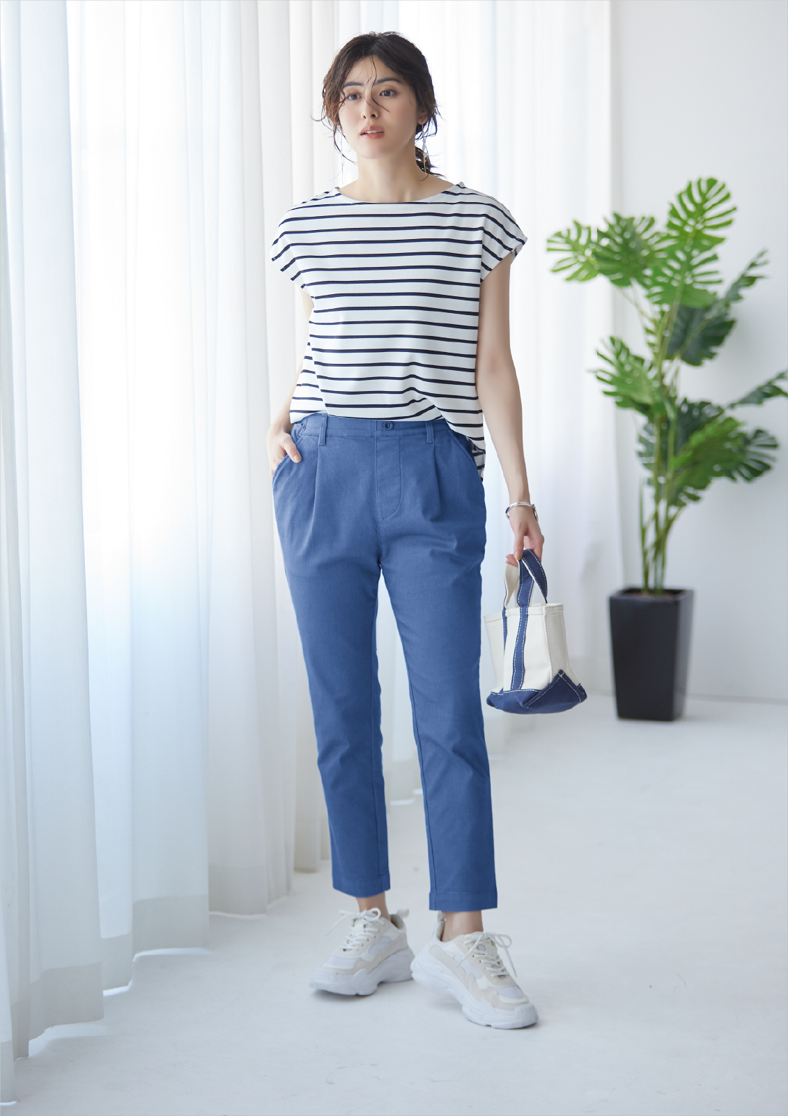 168cm M ライトブルー着用